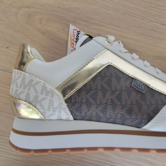 ❤️MK MADDY Women's Trainer Sneaker 7 Monogram Gold Brown Casual Lifestyle Shoes - Picture 9 of 11